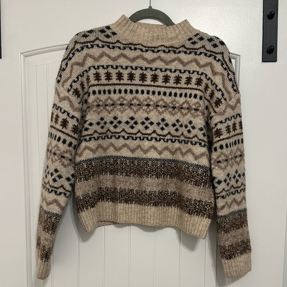 Gilli Beige and Brown Patterned Fall/Winter mock neck Sweater - Picture 3 of 6